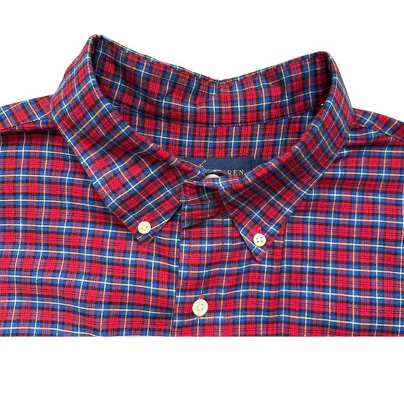 Ralph Lauren Men’s Button Down Shirt XL Red Blue Plaid Long Sleeve Cotton - Picture 3 of 3